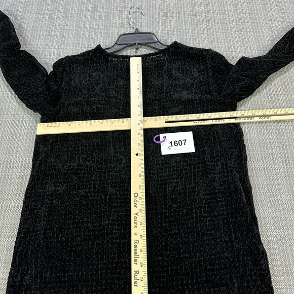 Eileen Fisher Petites Shirt Small PS Black Burnout Velvet Geometric Whimsygoth - Picture 5 of 8